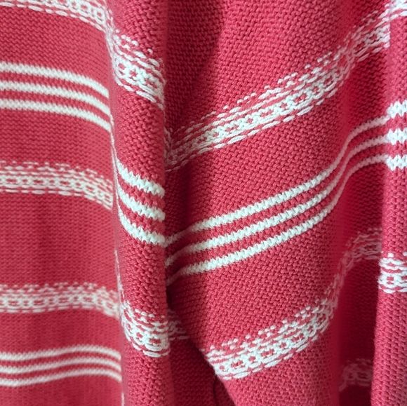 Lane Bryant | Open Front Pink + White Cardigan - Picture 4 of 7